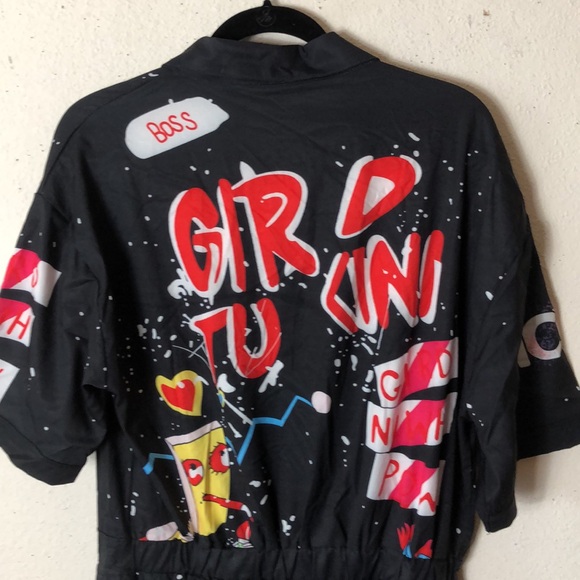 Casual Cartoon Printing Short Sleeves High Waist One-piece Jumpsuits XL - Picture 9 of 11